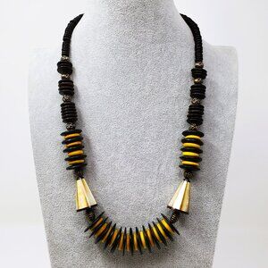 Black and Yellow Necklace with Cone Accents